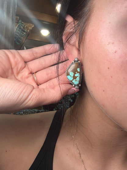 Mine #8 Turquoise Stud Earrings B by Chassity Belone, Navajo