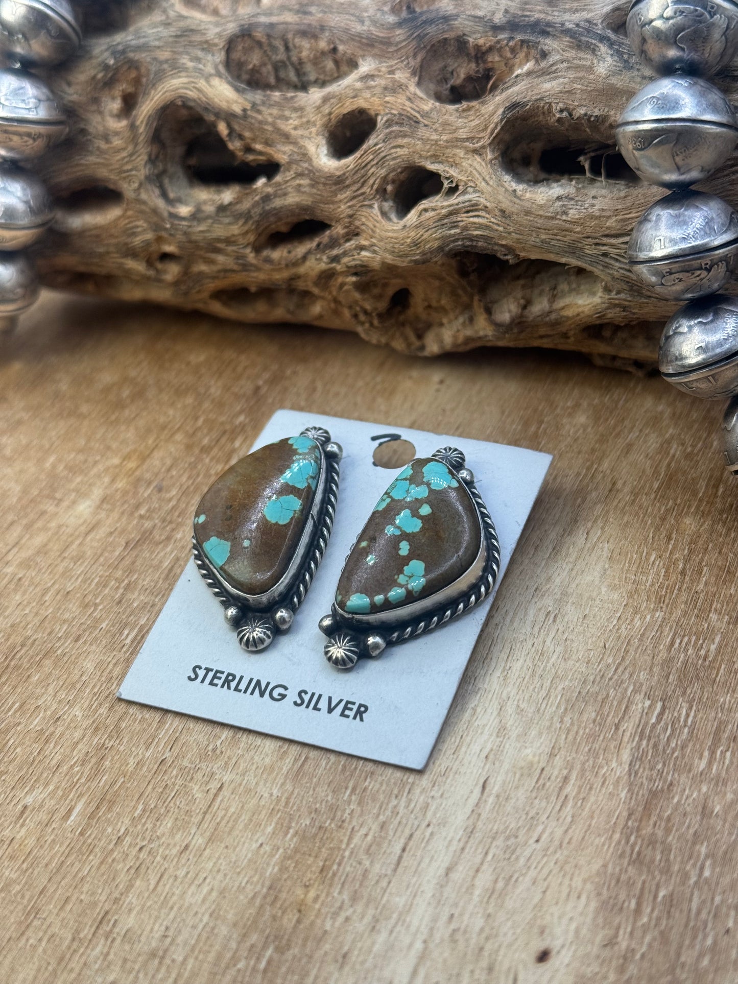 Mine #8 Turquoise Stud Earrings C by Chassity Belone, Navajo