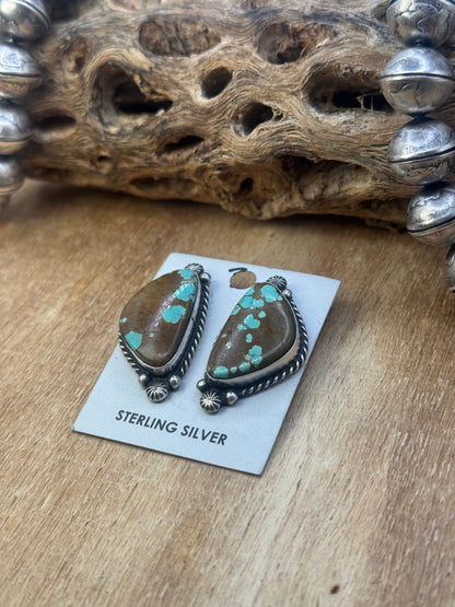 Mine #8 Turquoise Stud Earrings C by Chassity Belone, Navajo