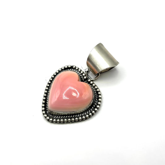 Pink Conch Heart Pendant By Jeff Largo