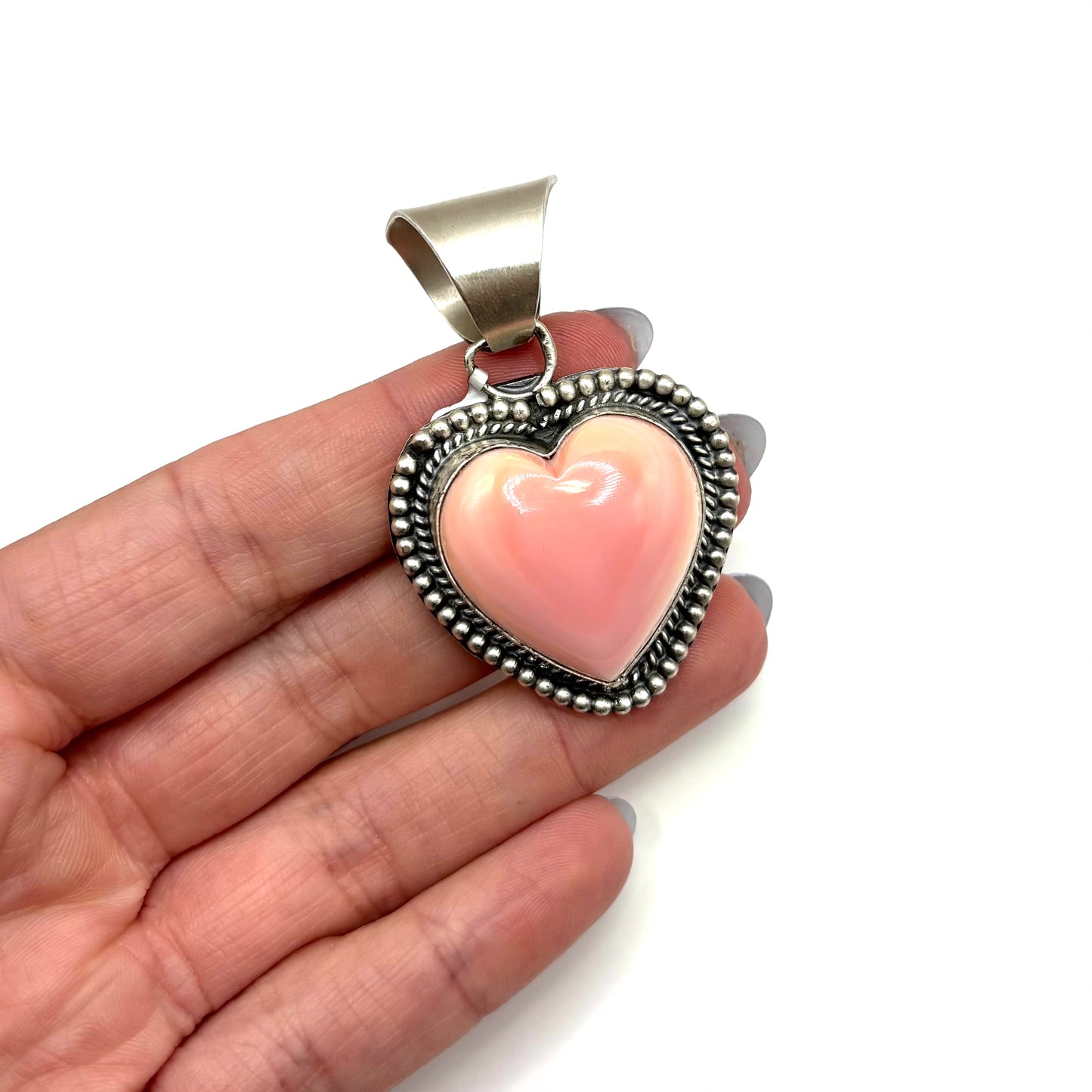 Pink Conch Heart Pendant By Jeff Largo
