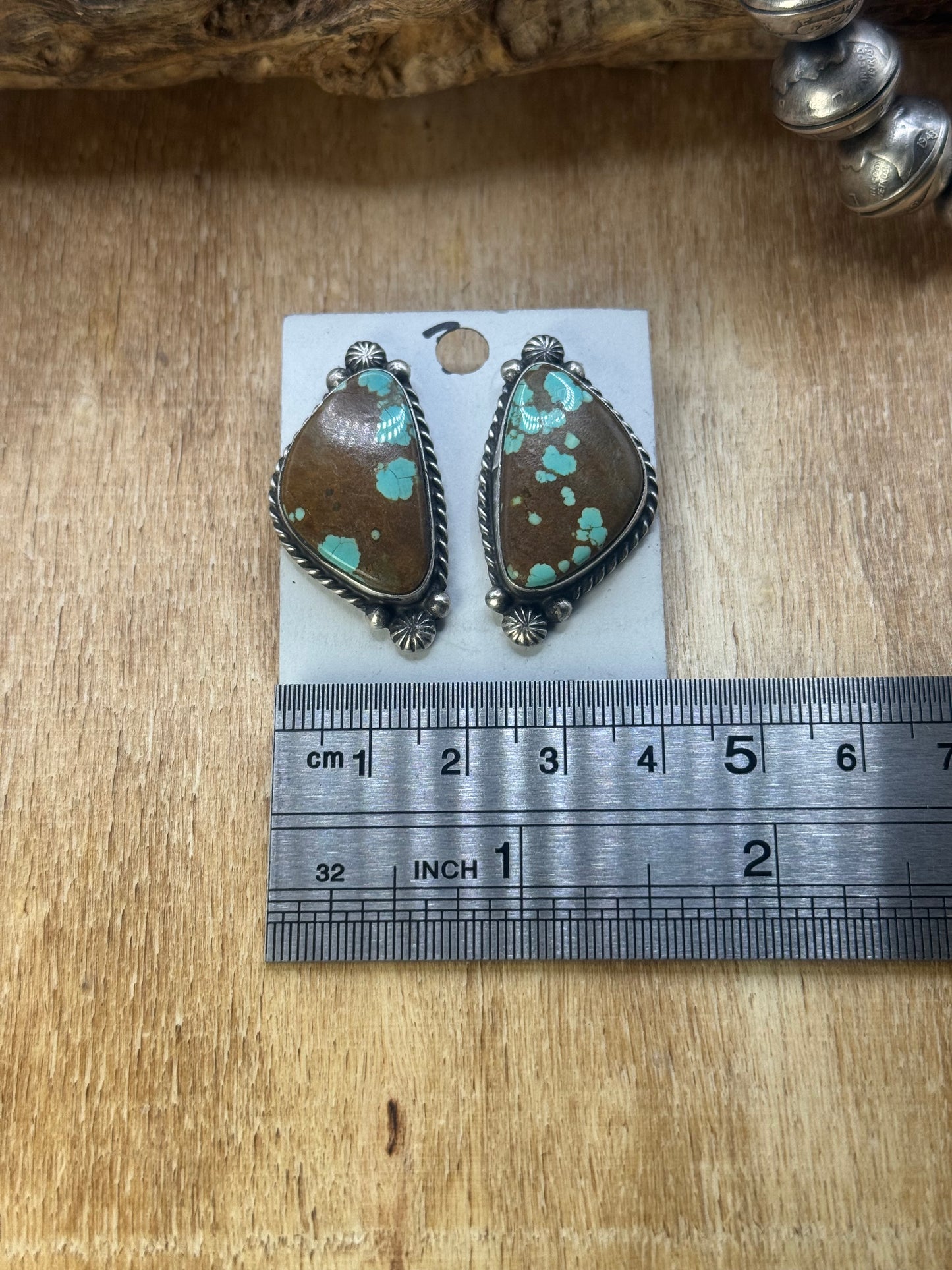 Mine #8 Turquoise Stud Earrings C by Chassity Belone, Navajo