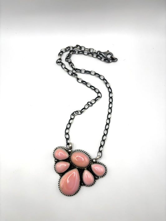 Pink Conch Half Cluster Necklace by Eugene Balone