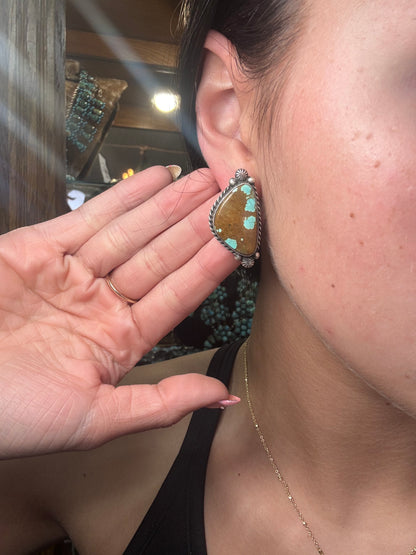 Mine #8 Turquoise Stud Earrings C by Chassity Belone, Navajo