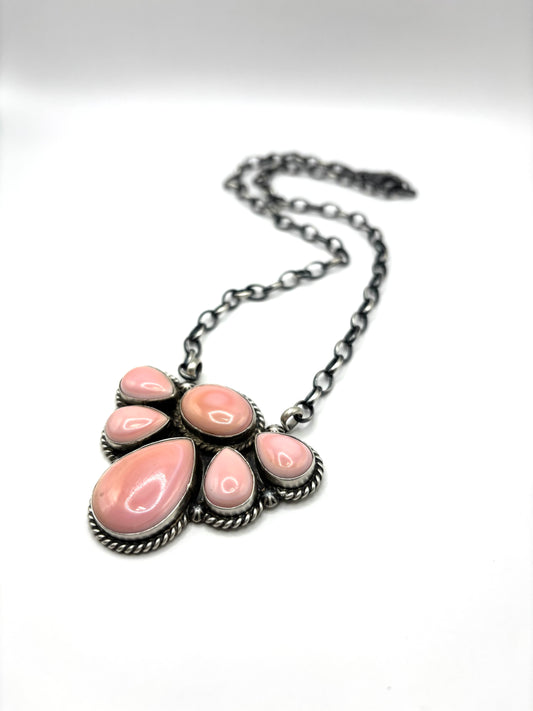 Pink Conch Half Cluster Necklace by Eugene Balone