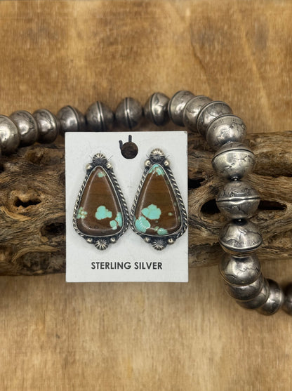 Mine #8 Turquoise Stud Earrings D by Chassity Belone, Navajo
