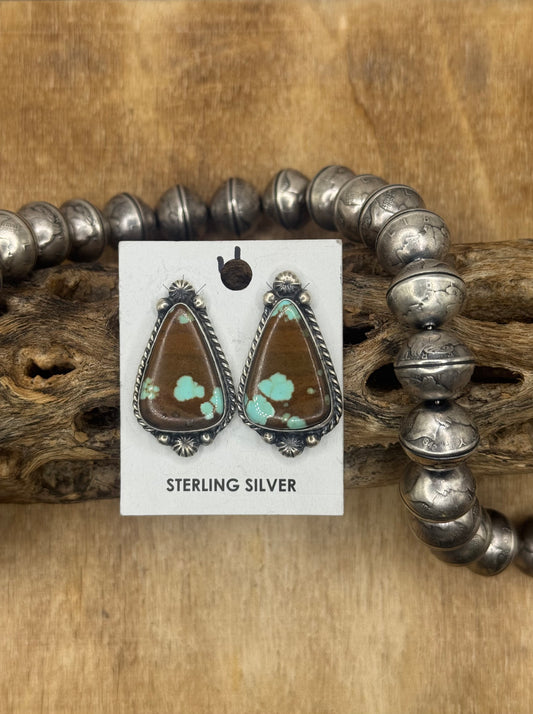 Mine #8 Turquoise Stud Earrings D by Chassity Belone, Navajo