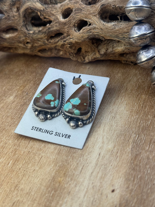 Mine #8 Turquoise Stud Earrings D by Chassity Belone, Navajo