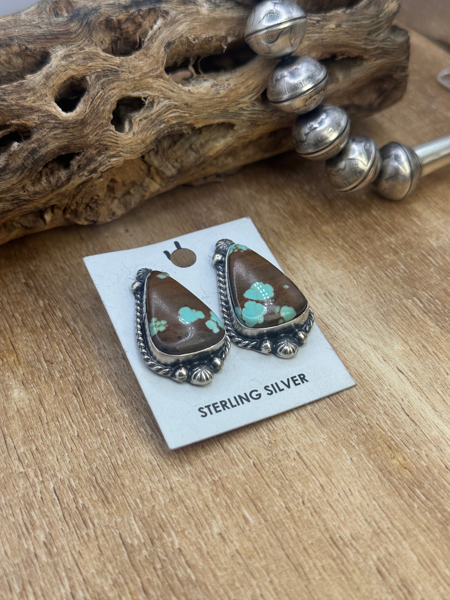 Mine #8 Turquoise Stud Earrings D by Chassity Belone, Navajo