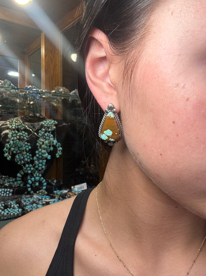 Mine #8 Turquoise Stud Earrings D by Chassity Belone, Navajo