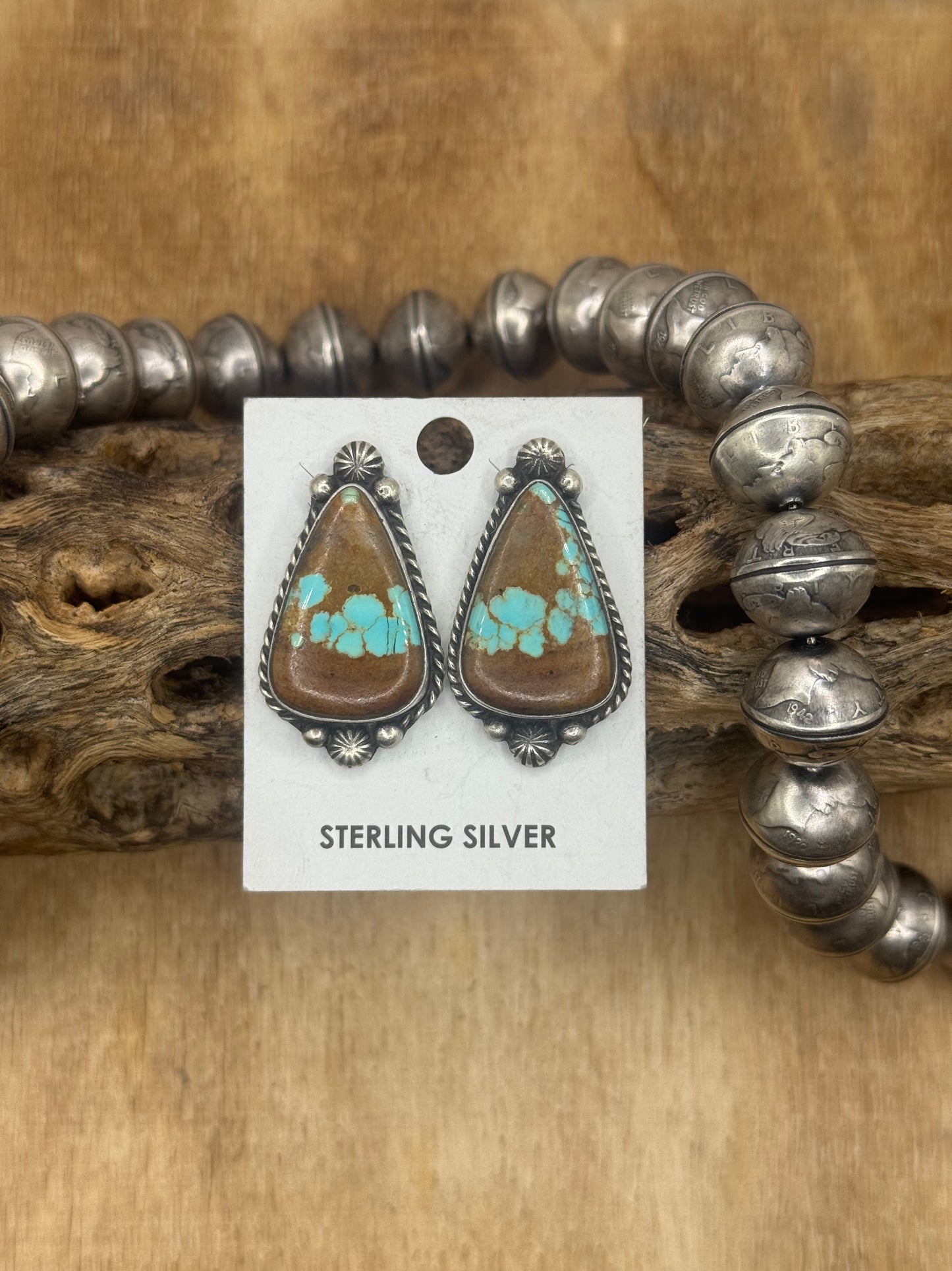 Mine #8 Turquoise Stud Earrings E by Chassity Belone, Navajo