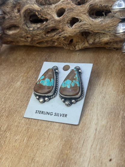 Mine #8 Turquoise Stud Earrings E by Chassity Belone, Navajo