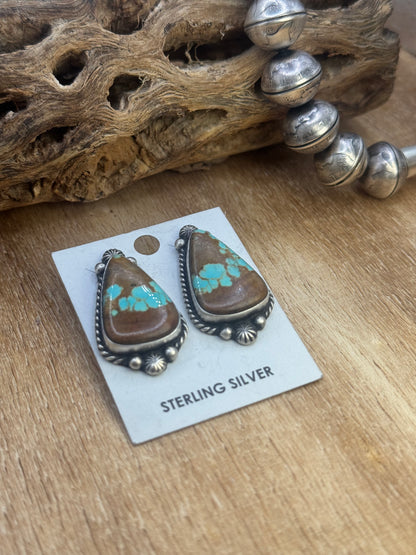 Mine #8 Turquoise Stud Earrings E by Chassity Belone, Navajo