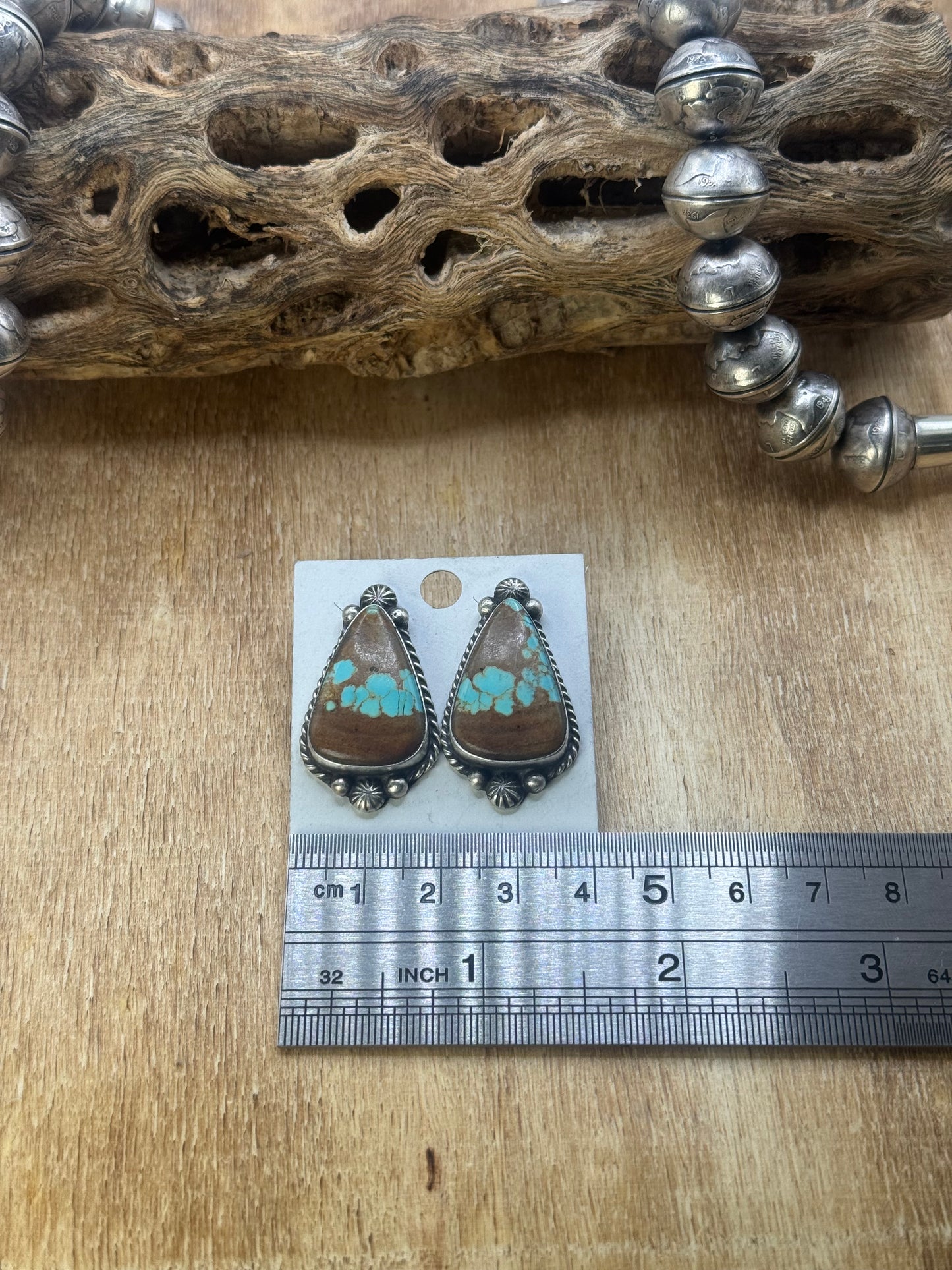 Mine #8 Turquoise Stud Earrings E by Chassity Belone, Navajo