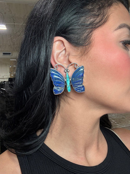 Lapis & Turquoise #917-28 CLIP Earrings by Federico