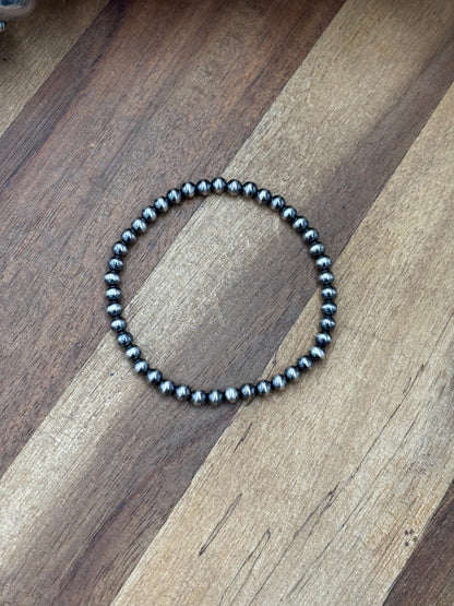 4mm #917-32 Sterling Silver Pearl Stretchy Bracelet