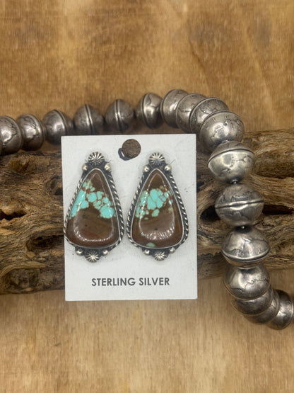 Mine #8 Turquoise Stud Earrings F by Chassity Belone, Navajo