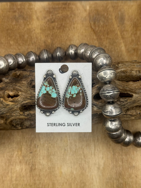 Mine #8 Turquoise Stud Earrings F by Chassity Belone, Navajo