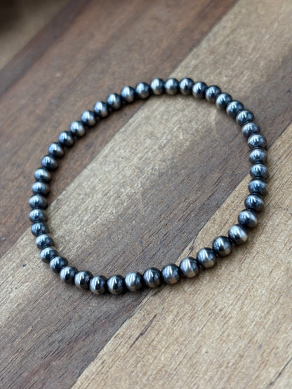 4mm #917-32 Sterling Silver Pearl Stretchy Bracelet