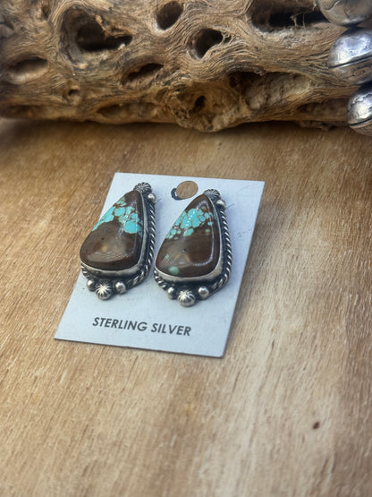 Mine #8 Turquoise Stud Earrings F by Chassity Belone, Navajo