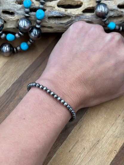 4mm #917-32 Sterling Silver Pearl Stretchy Bracelet