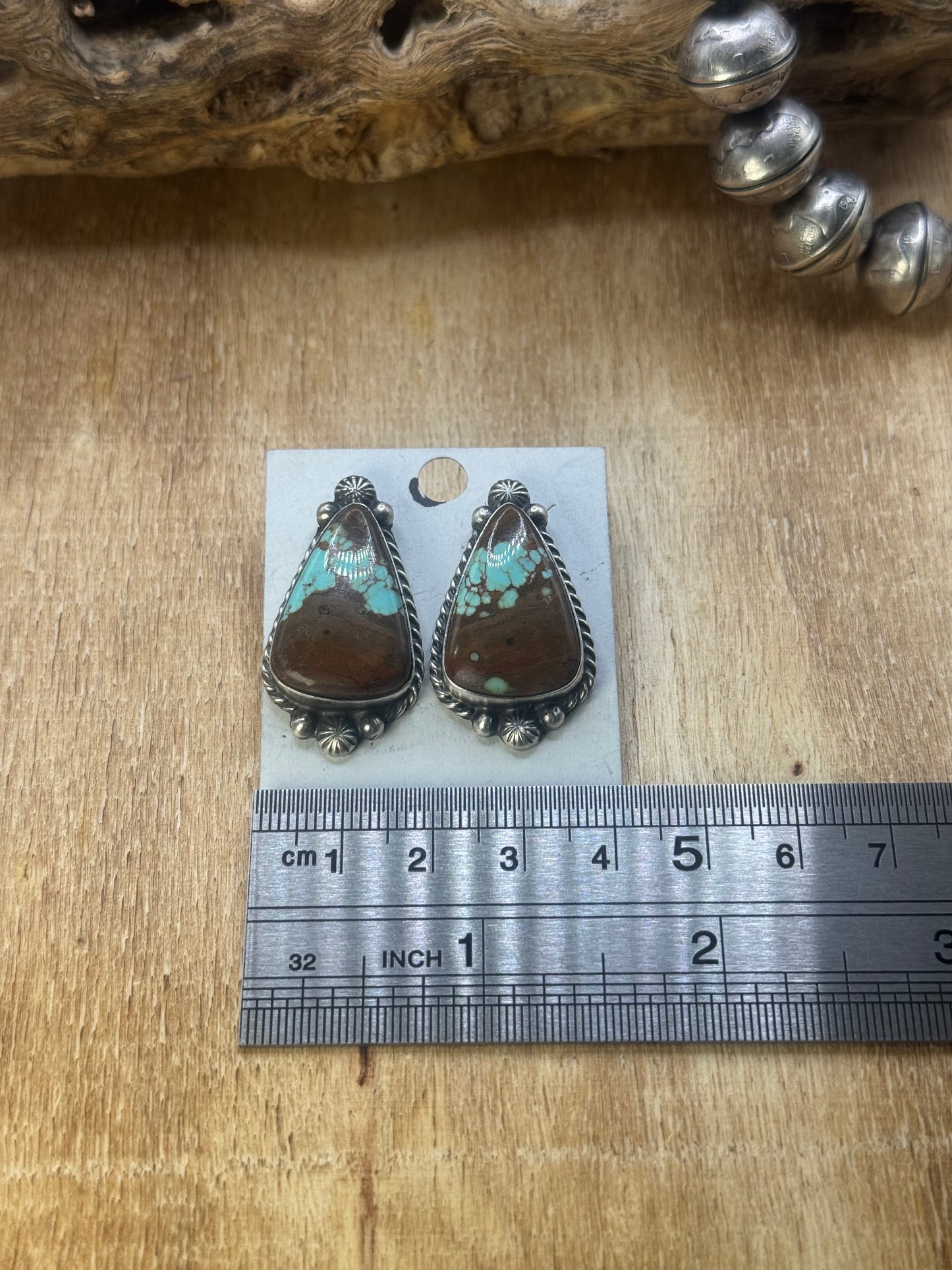 Mine #8 Turquoise Stud Earrings F by Chassity Belone, Navajo