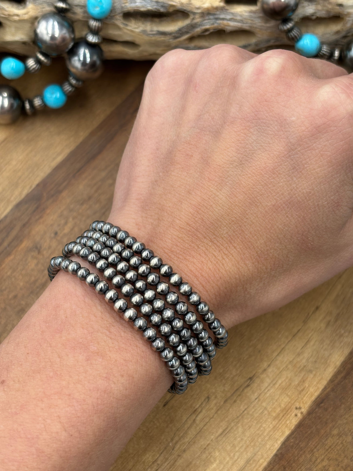 4mm #917-32 Sterling Silver Pearl Stretchy Bracelet