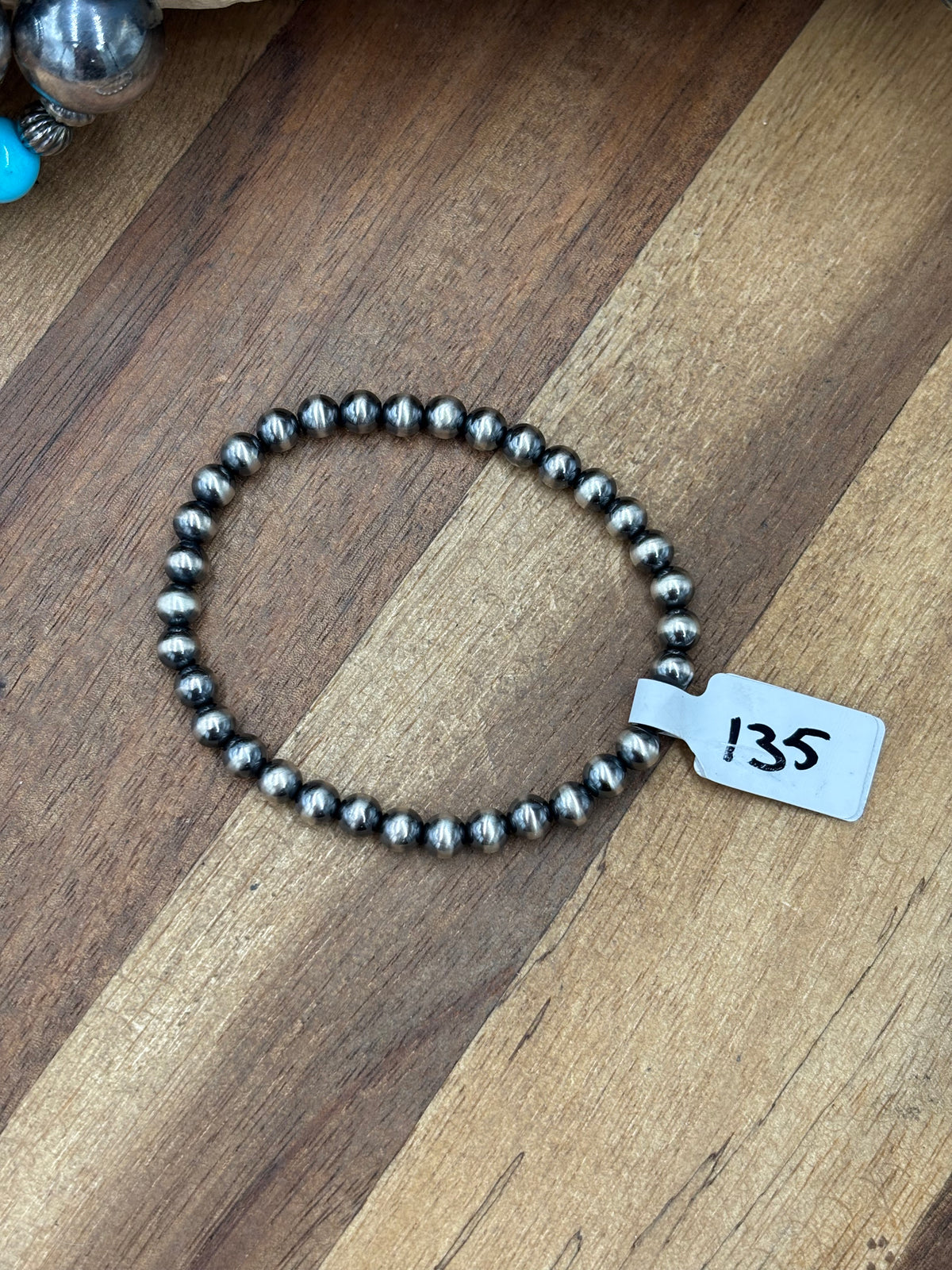 5mm #917-34 Sterling Silver Pearl Stretchy Bracelet