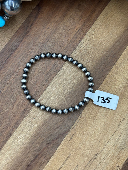5mm #917-34 Sterling Silver Pearl Stretchy Bracelet