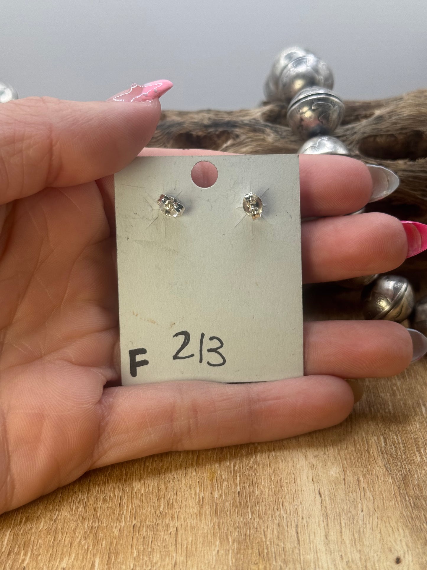 Mine #8 Turquoise Stud Earrings F by Chassity Belone, Navajo