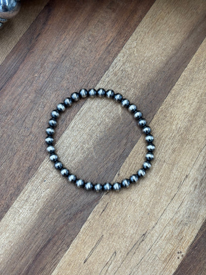 5mm #917-34 Sterling Silver Pearl Stretchy Bracelet