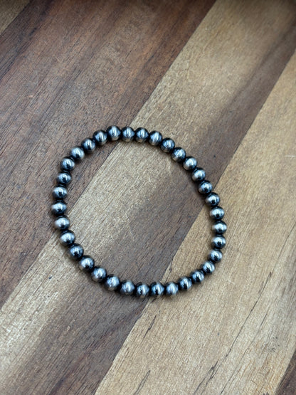 5mm #917-34 Sterling Silver Pearl Stretchy Bracelet