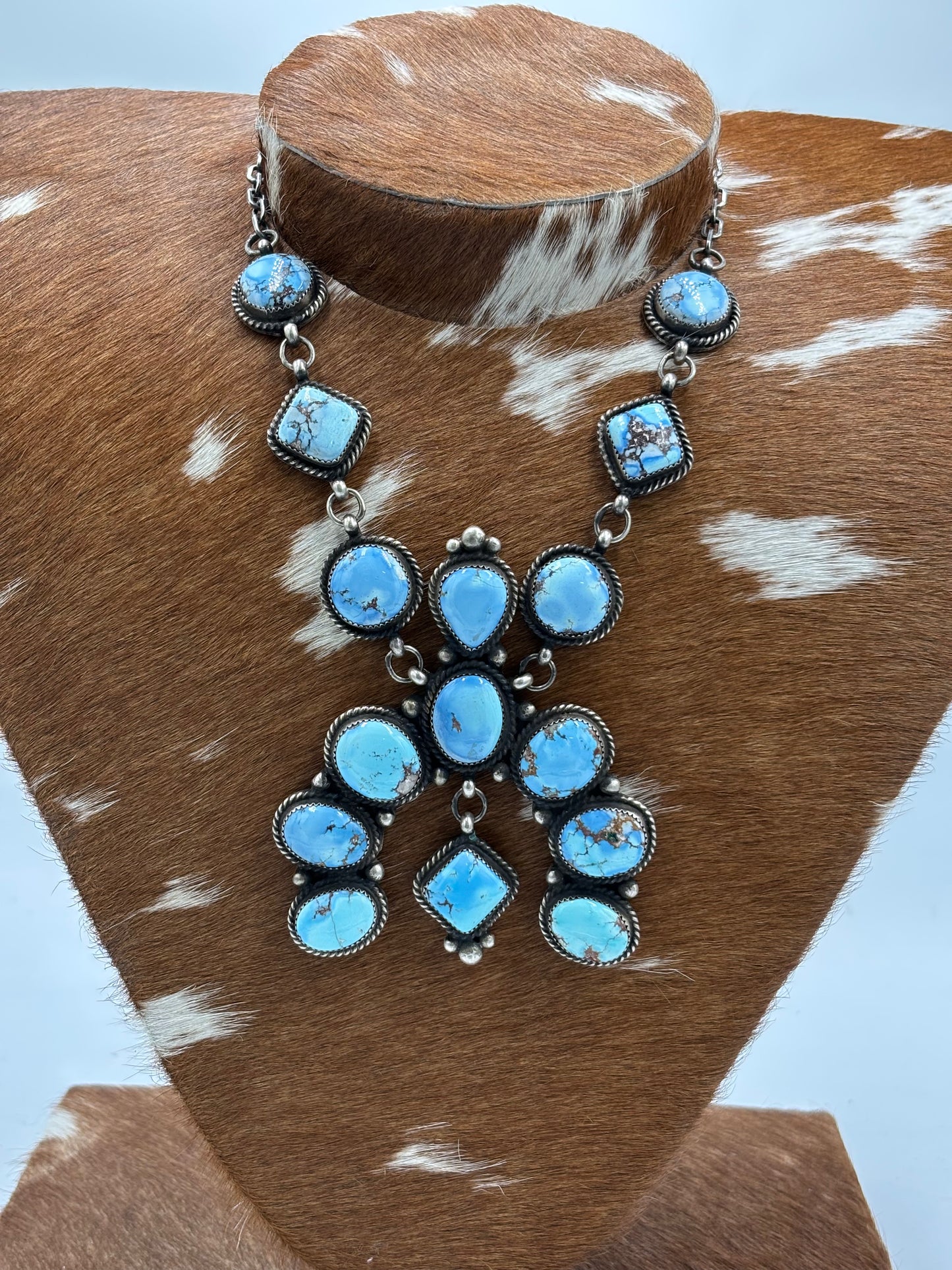 Golden Hills #101-10 Statement Naja Necklace by Devin Brown, Navajo