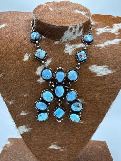 Golden Hills #101-10 Statement Naja Necklace by Devin Brown, Navajo