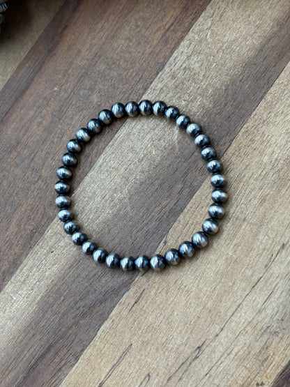5mm #917-34 Sterling Silver Pearl Stretchy Bracelet