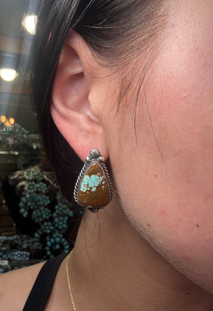 Mine #8 Turquoise Stud Earrings F by Chassity Belone, Navajo