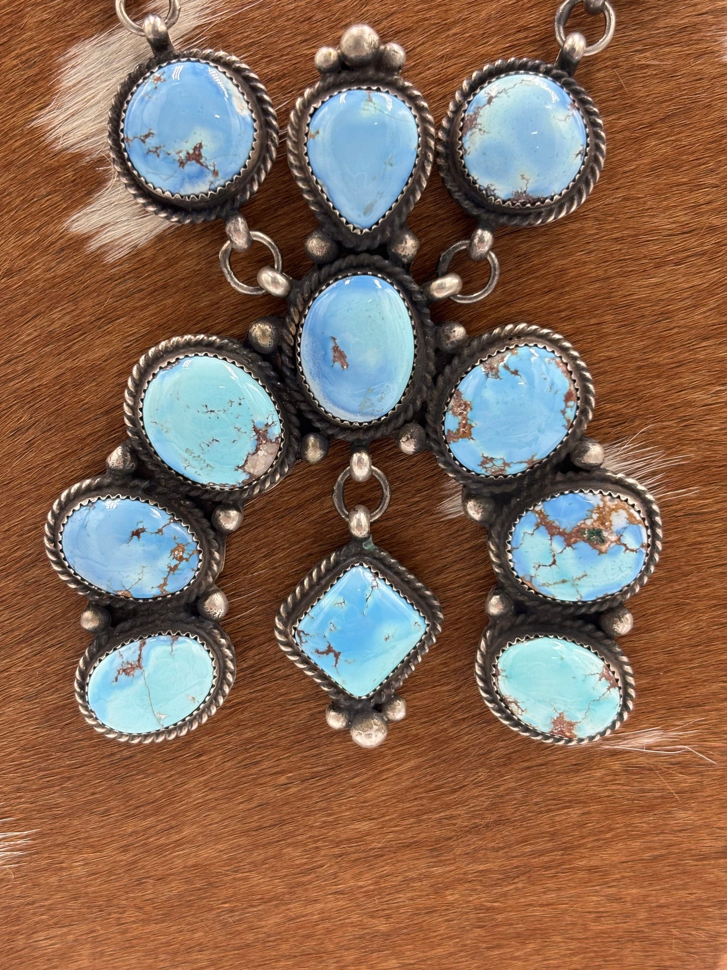 Golden Hills #101-10 Statement Naja Necklace by Devin Brown, Navajo