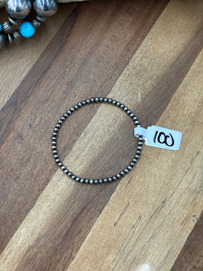 3mm #917-33 Sterling Silver Pearl Stretchy Bracelet