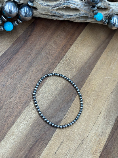 3mm #917-33 Sterling Silver Pearl Stretchy Bracelet