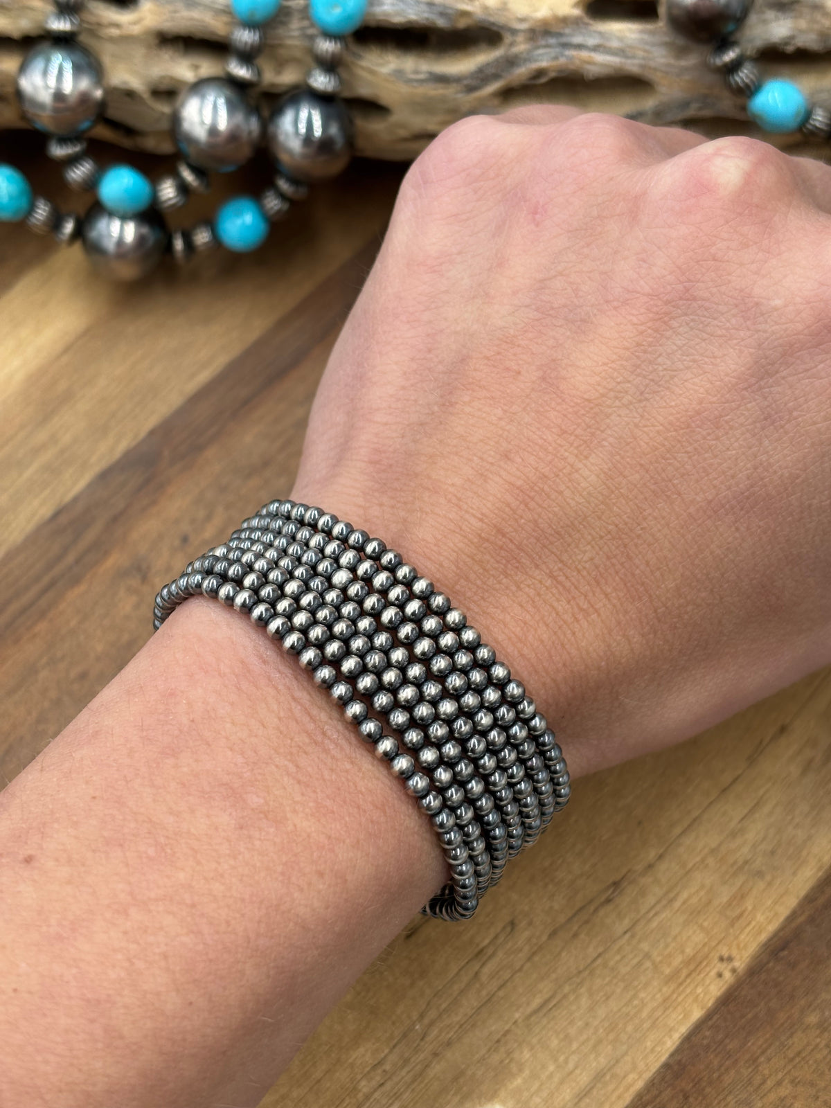 3mm #917-33 Sterling Silver Pearl Stretchy Bracelet