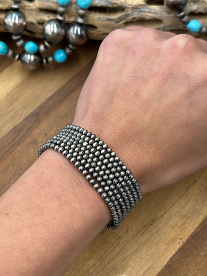 3mm #917-33 Sterling Silver Pearl Stretchy Bracelet