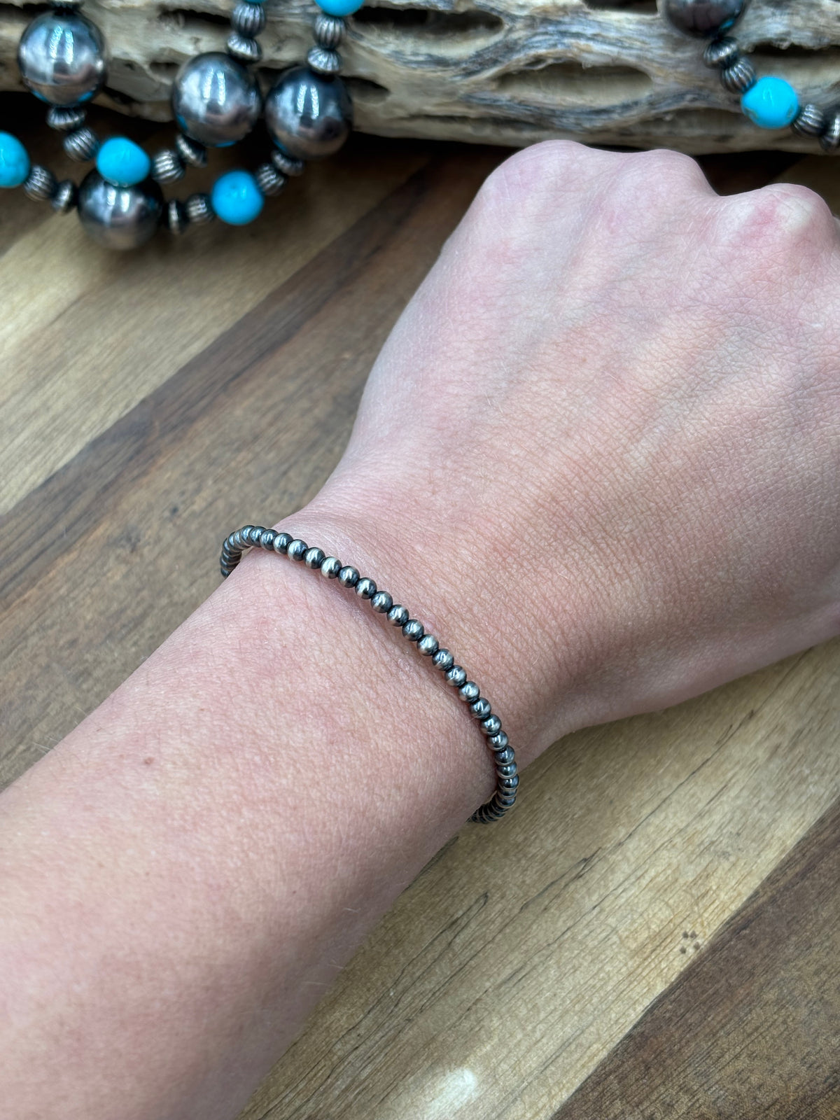 3mm #917-33 Sterling Silver Pearl Stretchy Bracelet