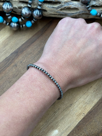3mm #917-33 Sterling Silver Pearl Stretchy Bracelet