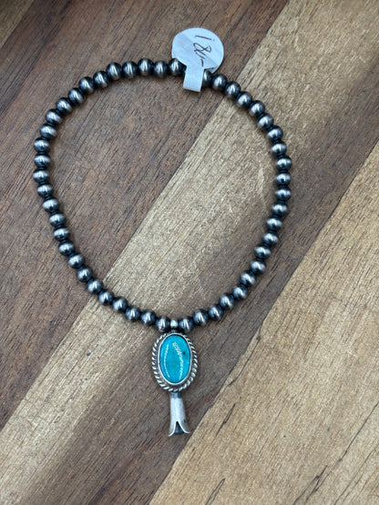 Turquoise Blossom #917-35 Sterling Silver Pearl Bracelet