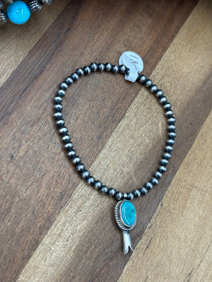 Turquoise Blossom #917-35 Sterling Silver Pearl Bracelet