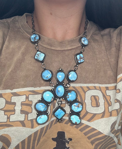 Golden Hills #101-10 Statement Naja Necklace by Devin Brown, Navajo