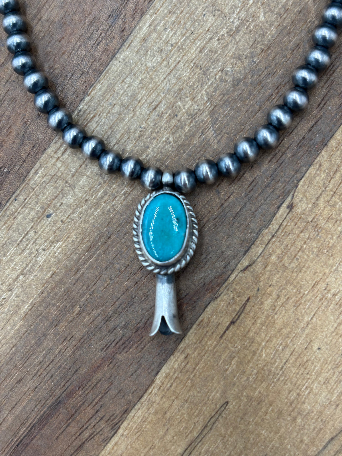 Turquoise Blossom #917-35 Sterling Silver Pearl Bracelet