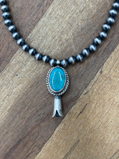 Turquoise Blossom #917-35 Sterling Silver Pearl Bracelet