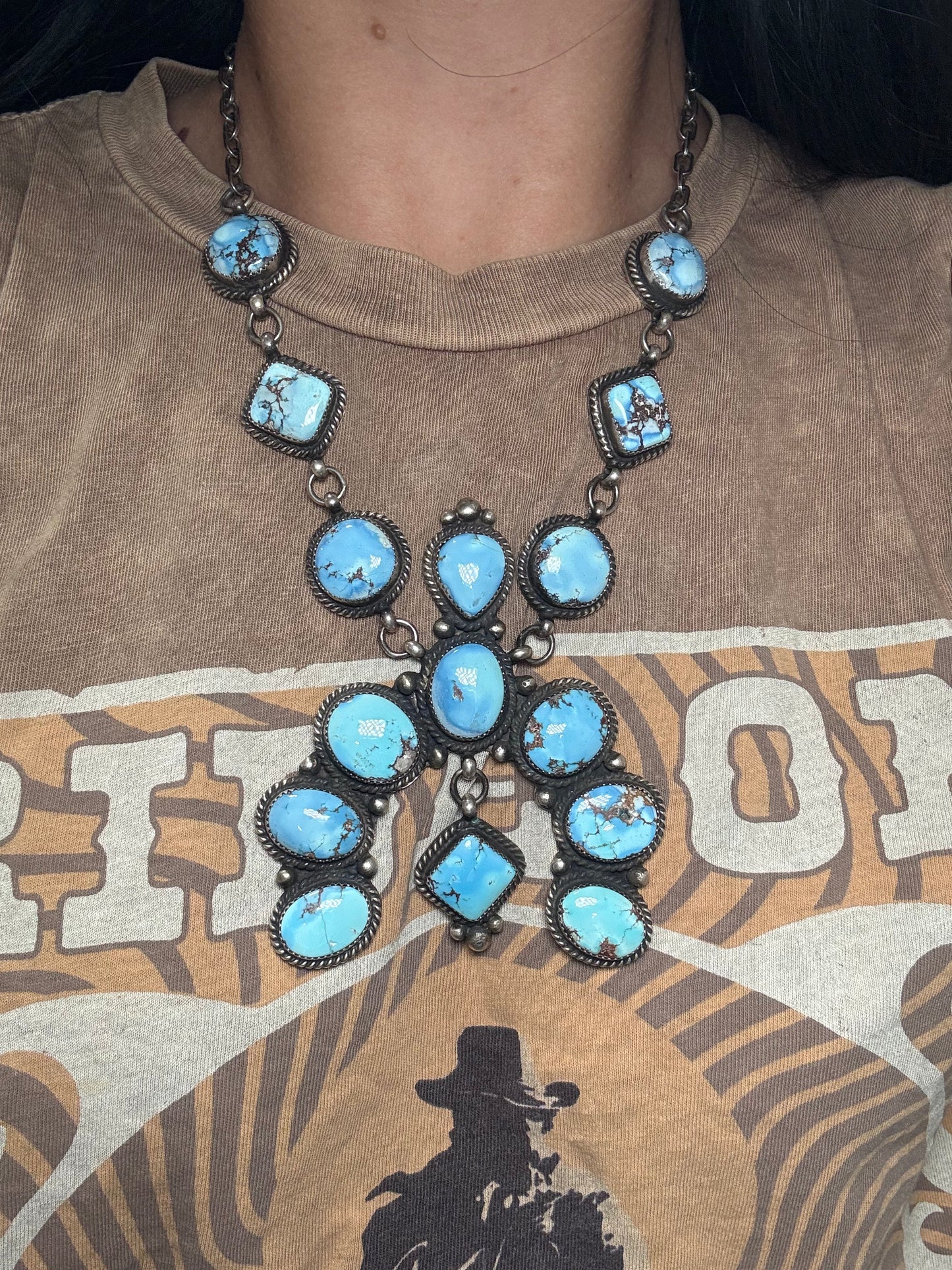 Golden Hills #101-10 Statement Naja Necklace by Devin Brown, Navajo