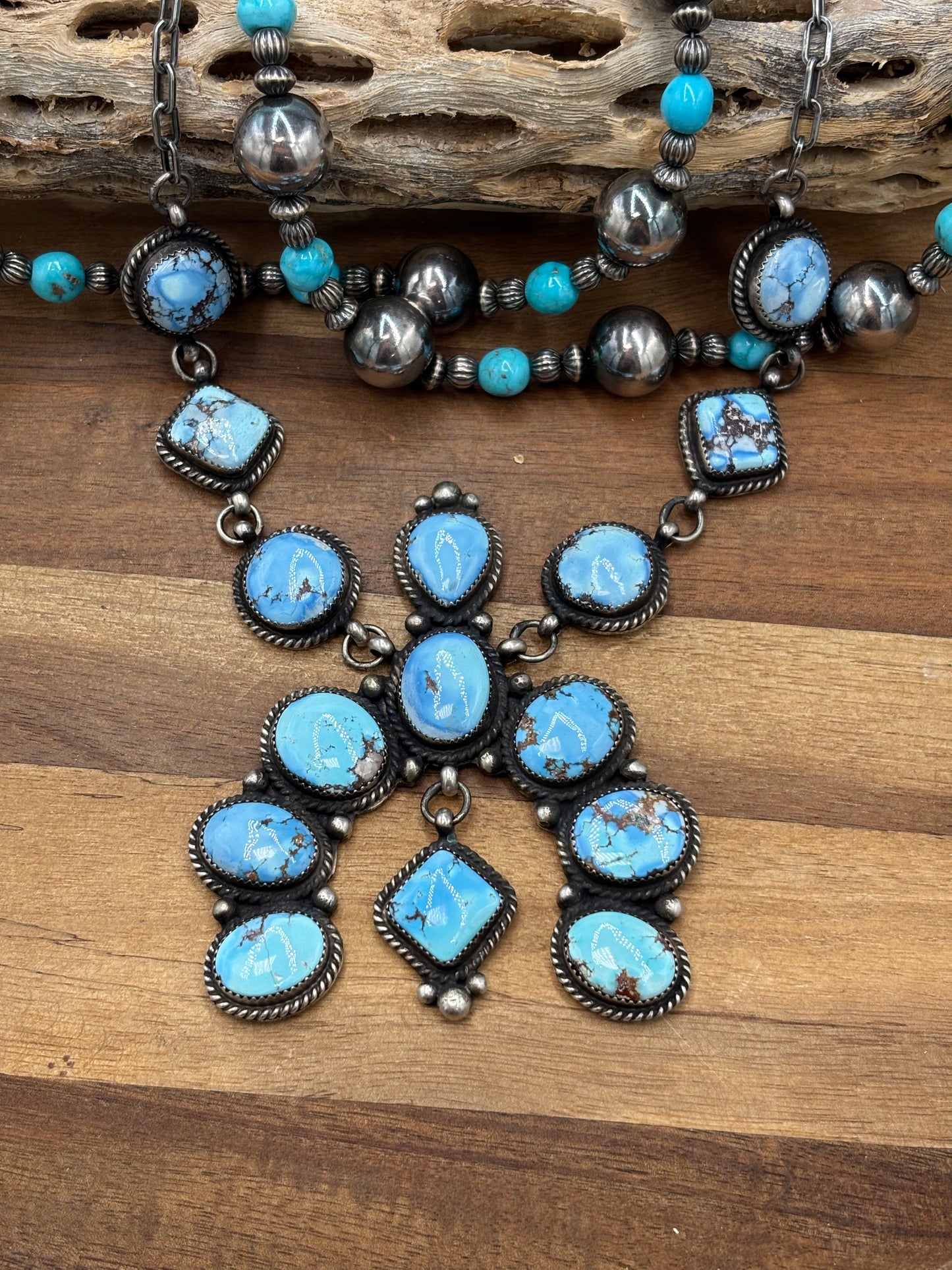 Golden Hills #101-10 Statement Naja Necklace by Devin Brown, Navajo